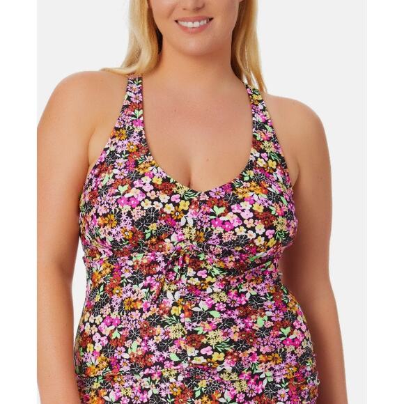 California Waves Other - California Waves Swim Halter Tankini Top Ditsy Pluse Size 1
